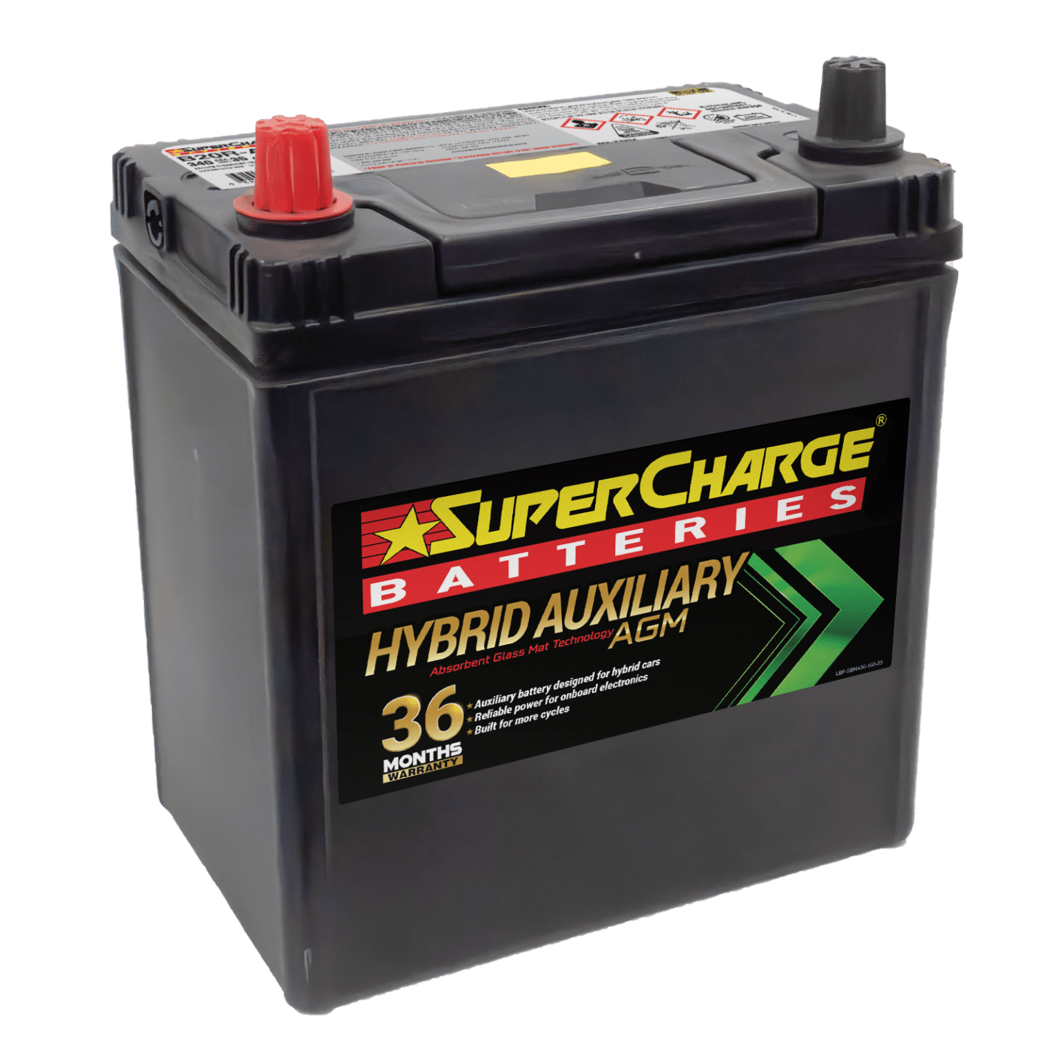 SuperCharge Hybrid Auxiliary Car Battery B20R-AGM (S34B20R AGM ...